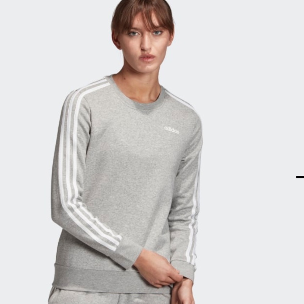 adidas grey/ white crew neck sweatshirt
